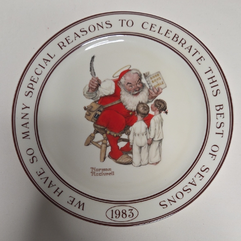 50% Off All Christmas!!  Hallmark 1983 Christmas Plate with Red Accents